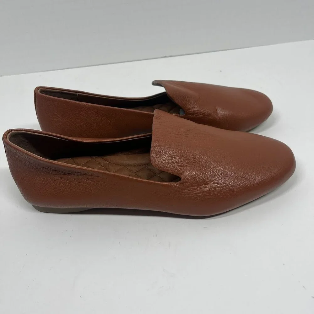 Birdies The Starling Whiskey Leather Medium Brown Comfort Sole Flat Loafers Sz 9 - Picture 3 of 7